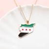 Fashionable Syrian map flag necklace, retro alloy oil-drip sweater chain pendant, hip-hop jewelry gift for women and men