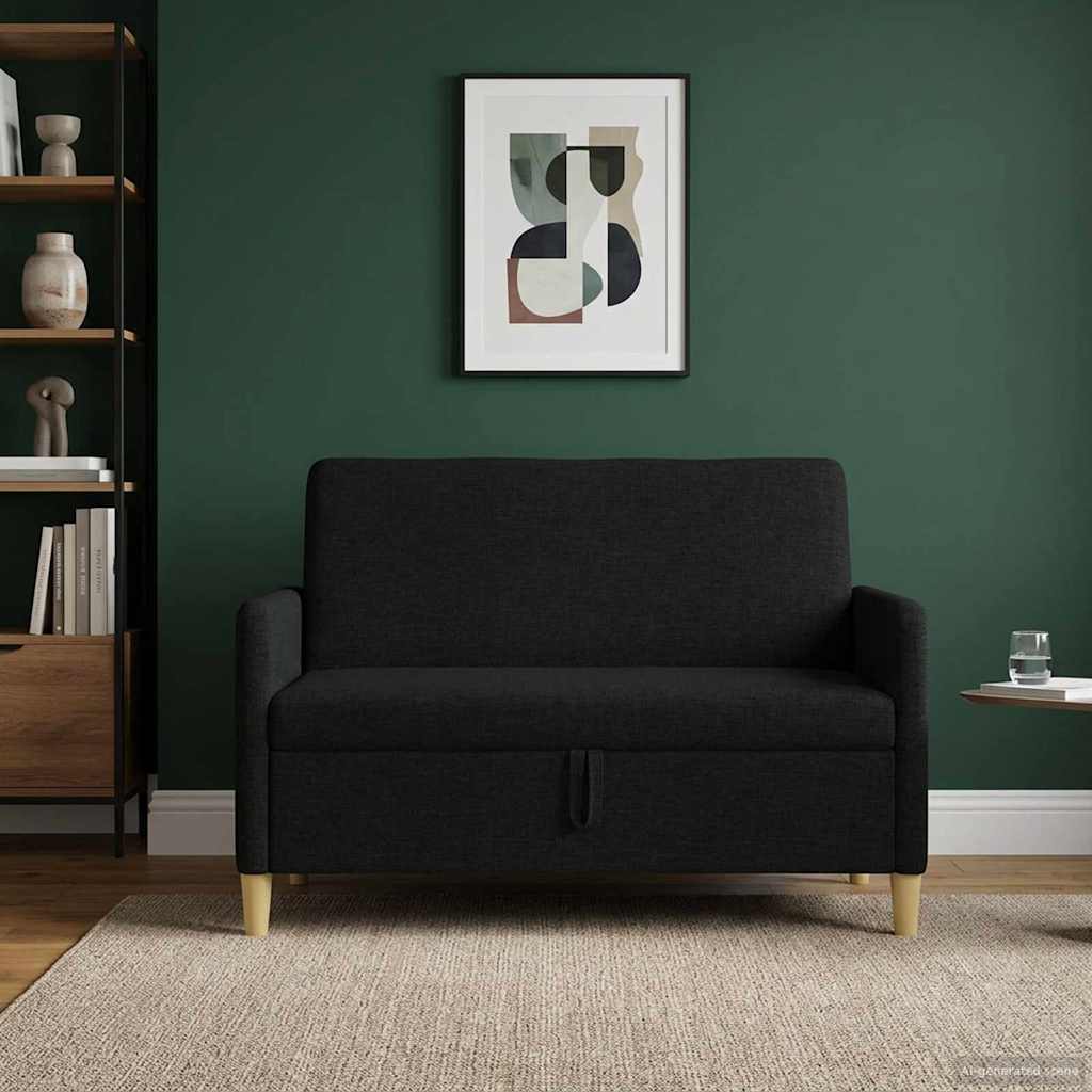 Storage Sofa in Black 122 x 78 x 87 cm Polyester