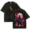 Tanjiro Kamado Demon Slayer Acid‑Wash Oversized Y2K Cotton Graphic T‑Shirt