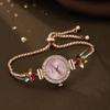 Small Fresh Floral Quartz Watch For Women With Diamond Embellishments And Alloy Strap