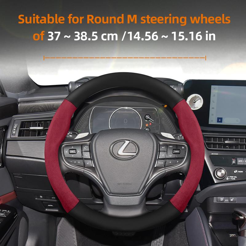 Suitable for Lexus Suede Matte Carbon Fiber Texture Steering Wheel Cover Suitable for Is250 Gs300 Lx 570 Nx Is350 2019 Es350 Gx460 Is 300 Ls400 Is300