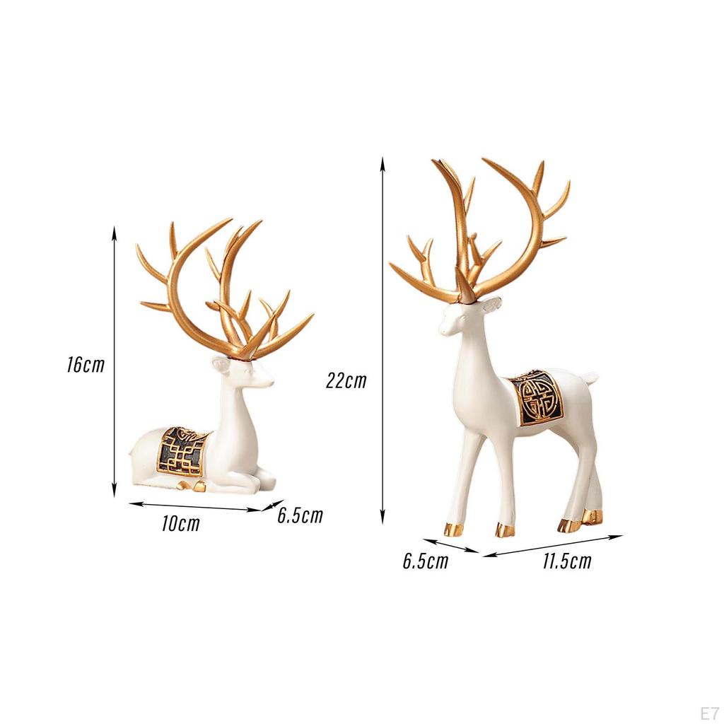 Elegant Reindeer Figurines, Animal Ornament Collectible Decorative Creative 1 Pair Elk Statue for