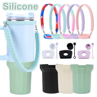 Silicone Cover for Stanley Cup Accessories 30/40oz Tumbler Water Bottle Protective Bottle Boot Sleeve & Straw Cover Cap