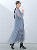 Beams Heart Sheer Tiered Dress, Women's, Greyish Blue, One Size