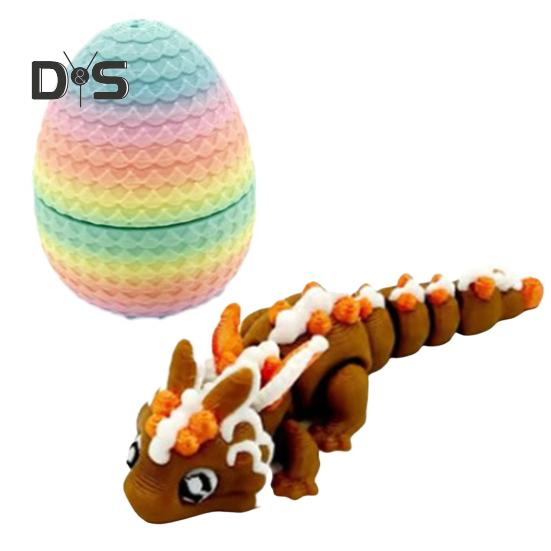 

3D-печатное яйцо дракона, красочное яйцо с драконом внутри, шарнирная фигурка дракона, гибкая игрушка-фиджет для детей, наполнители для пасхальной корзины темно-коричневого