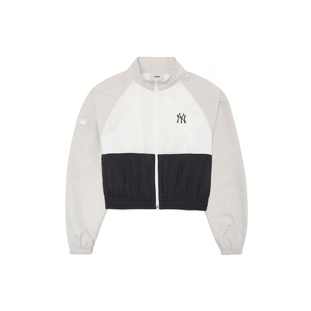 MLB New York Yankees Color Block Vintage Sports Casual Short Stand Collar Jacket Women Jacket Black 3FWJB0421-50BKS