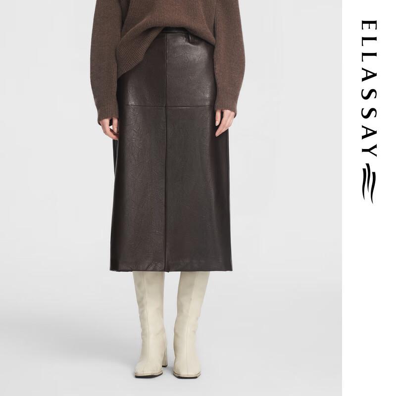 

ELLASSAY Autumn PU Leather A-Line Midi Skirt M