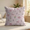 Pink Bunny Pattern Cushion Cover Silky Short Plush Invisible Zipper Dustproof Sofa Pillow Case For Home Decor