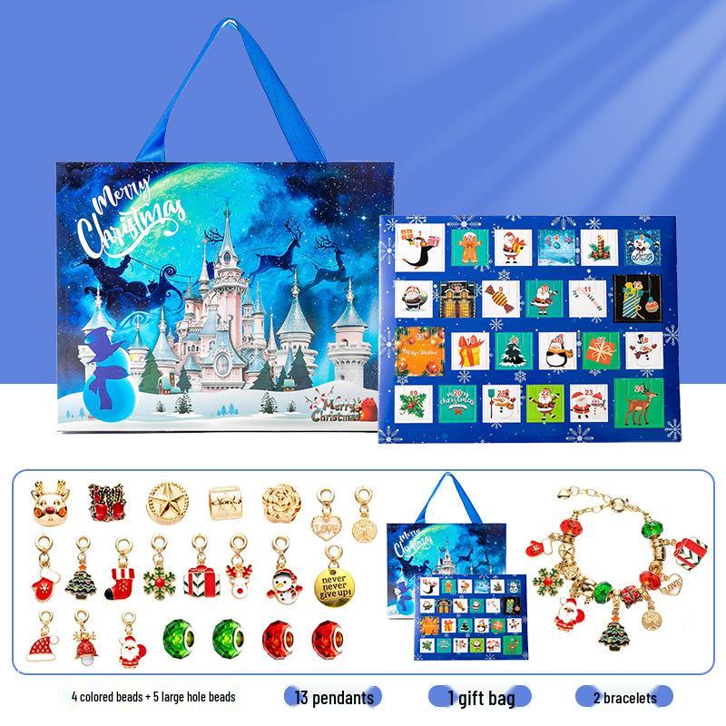 Christmas Jewelry Advent Calendar: 24 Compartments of Necklace, Bracelet & Stud Earrings Gift Box