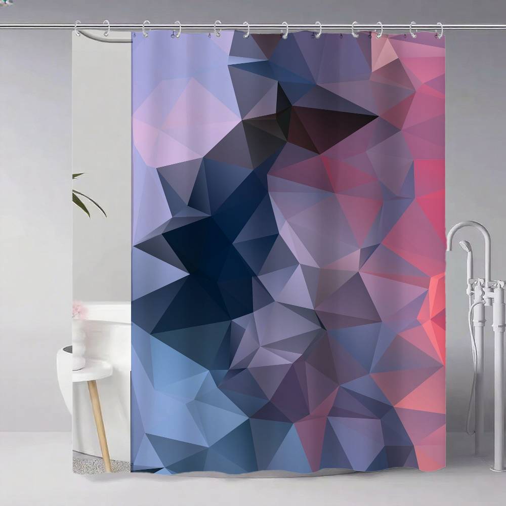 Geometry Color Shower Curtain, Bathroom Decorative Shower Curtain, Waterproof Shower Curtain With Hooks