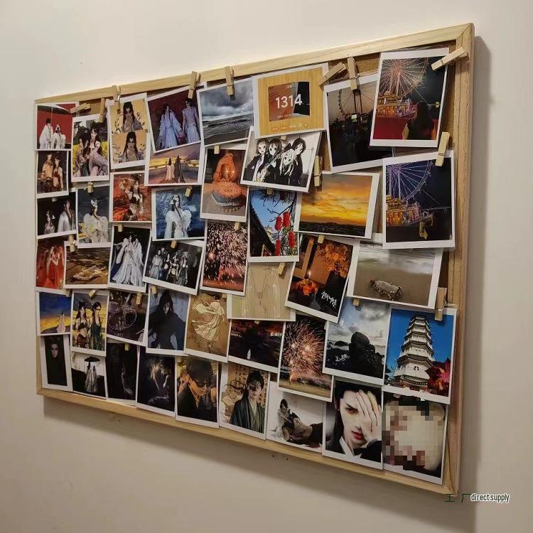 Pine Wood Frame Cork Bulletin Board for Photo Display and Kindergarten Decor