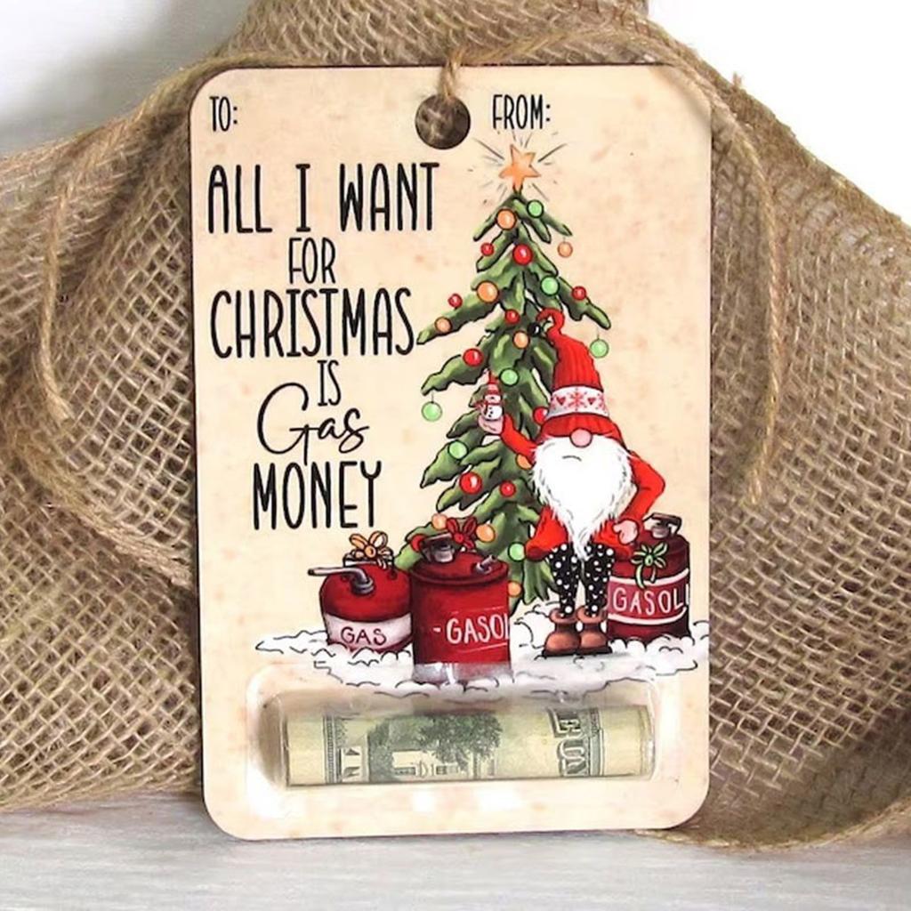 Wood Christmas Money Holder Festive Money Clip Ornament Wallet Pendant Decor for Tree Decoration Holiday Party Supplies