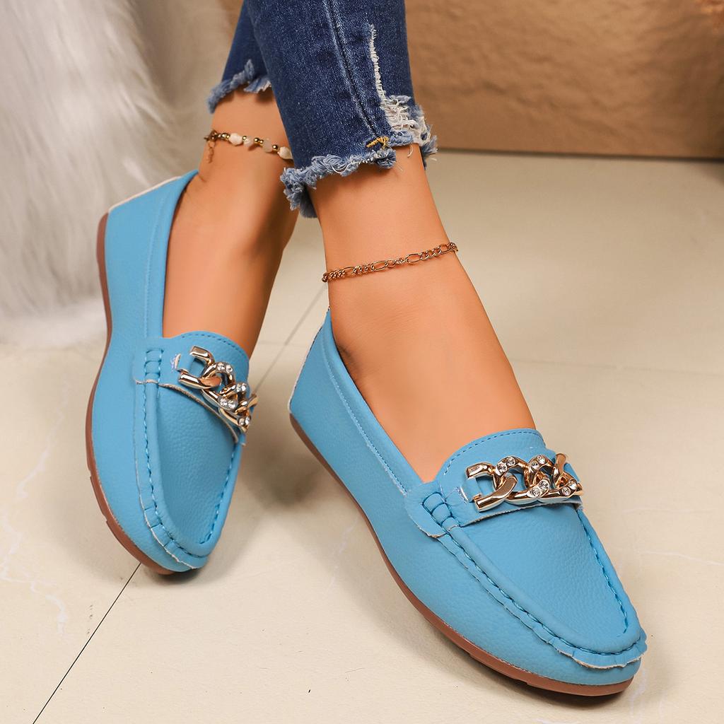 Fashion Women Loafers Spring Autumn New Bean Shoes Female 2025 New Round Head Comfortable Sneakers Women Trend Chain Casual Mother Shoes