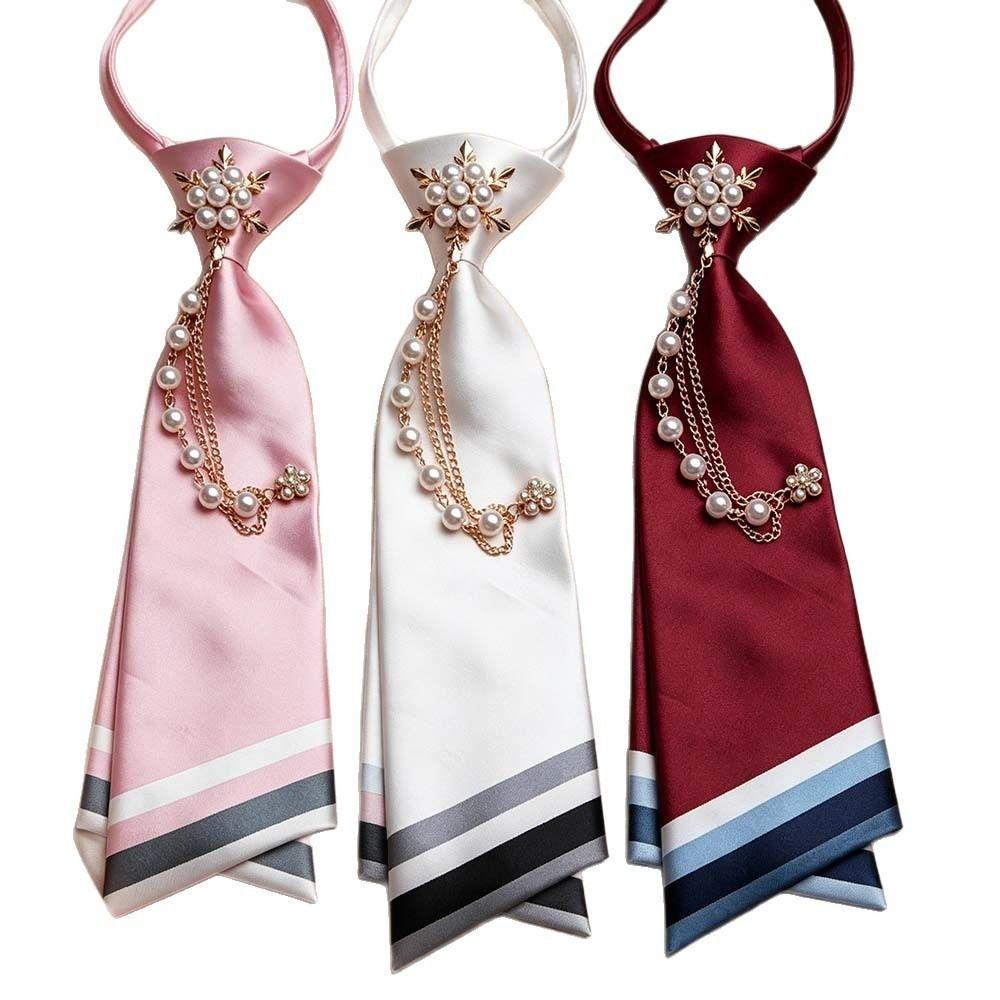 No-Sew Design Beaded Floral Tie Pearl Chain Decoration Pearl Chain Necktie  Daily Wear