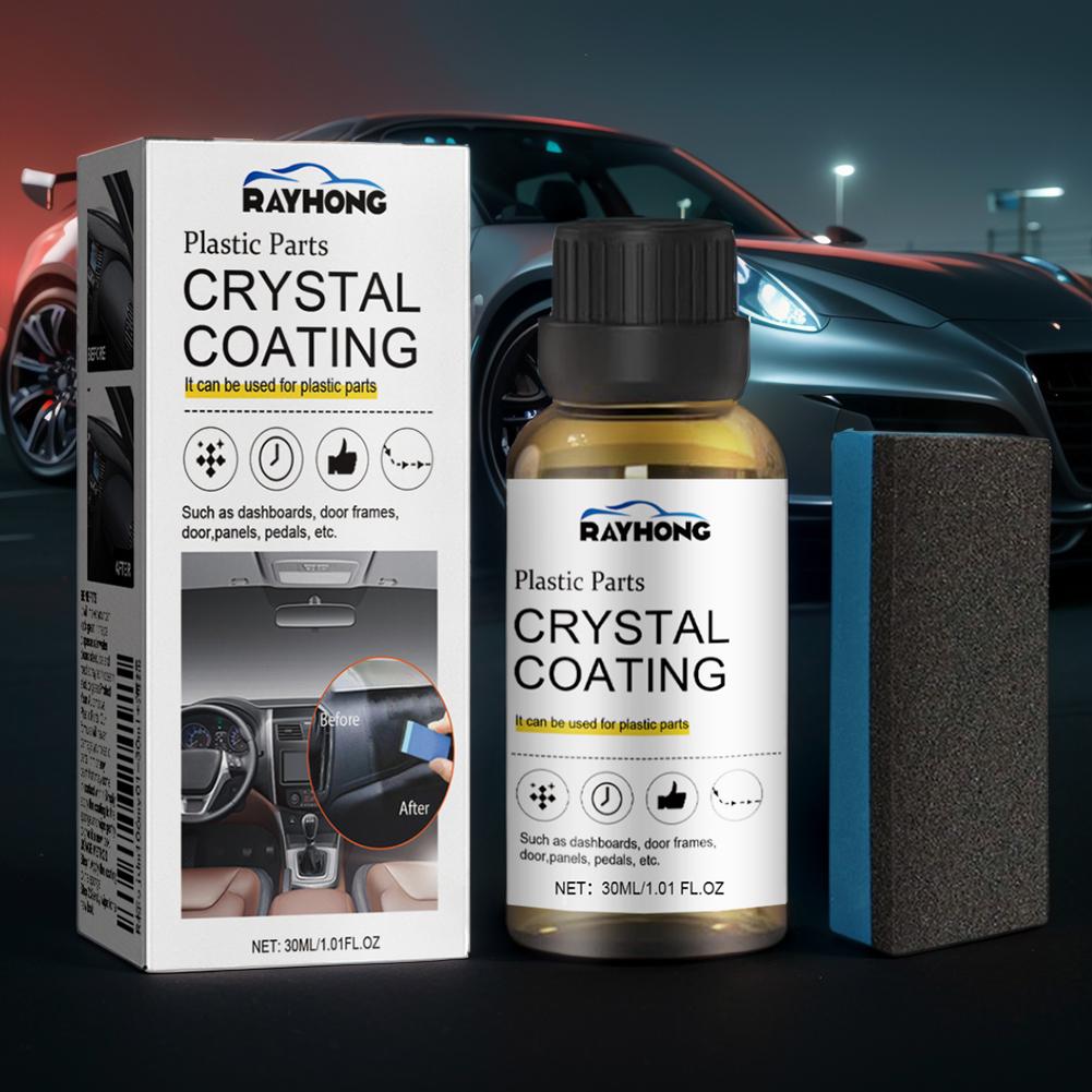 30ml Car Plastic Trim Restorer with Sponge Part Retread Scratch Repair Long Lasting Console Instrument Panel Care Polish Cleaner