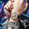 Dulunwe Rainbow Colored Gemstone Tourbillon Fashion Skeleton Watch Men Waterproof 30M Sports Watches Luxury Automatic Mechanical Wristwatch
