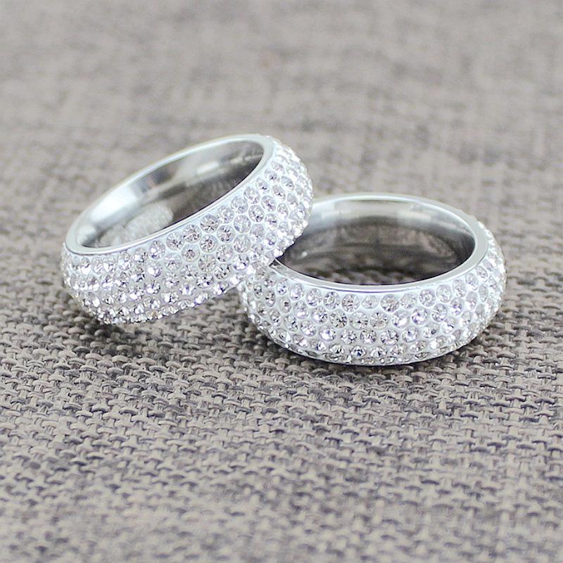 European & American Fashion Titanium Steel Diamond Arc Ring - Stylish Couple's Design, Korean Niche Style