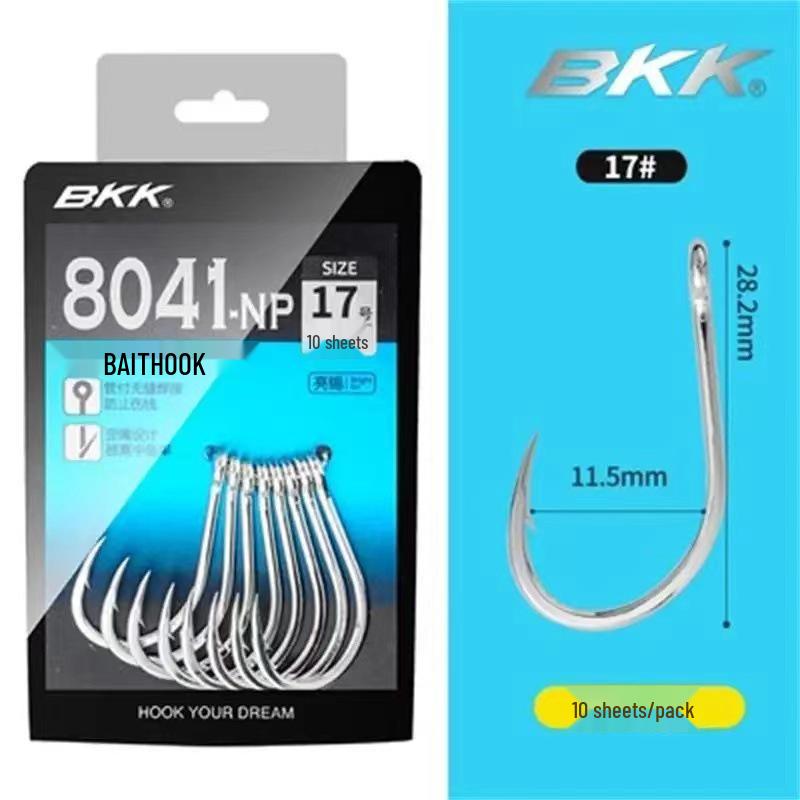 BKK Sea Fishing Hook 8041-NP: Tube Bent Mouth Single Hook for Bottom and Boat Fishing, Tuna Release, Live Bait Lure. Default