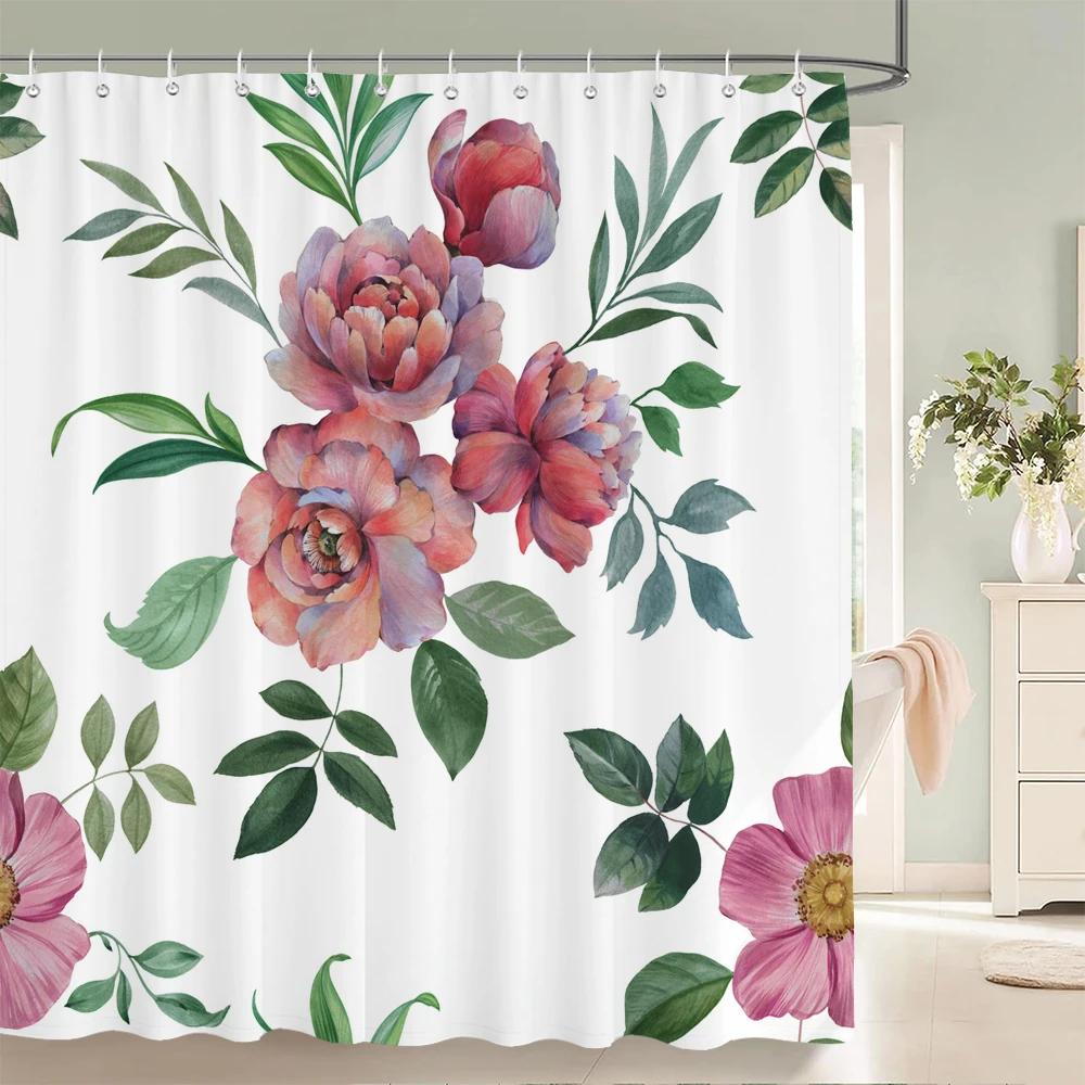 Tropical Plants Animals Bathroom Curtains Green Leaf Plant Waterproof Polyester Shower Curtain Nordic Home Bath Room Decoration