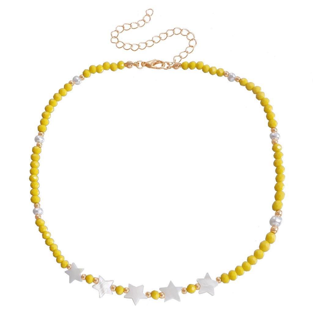 Wind Sexy Five-Color Crystal Necklace Simple Temperament High-End Star Collarbone Chain Woman