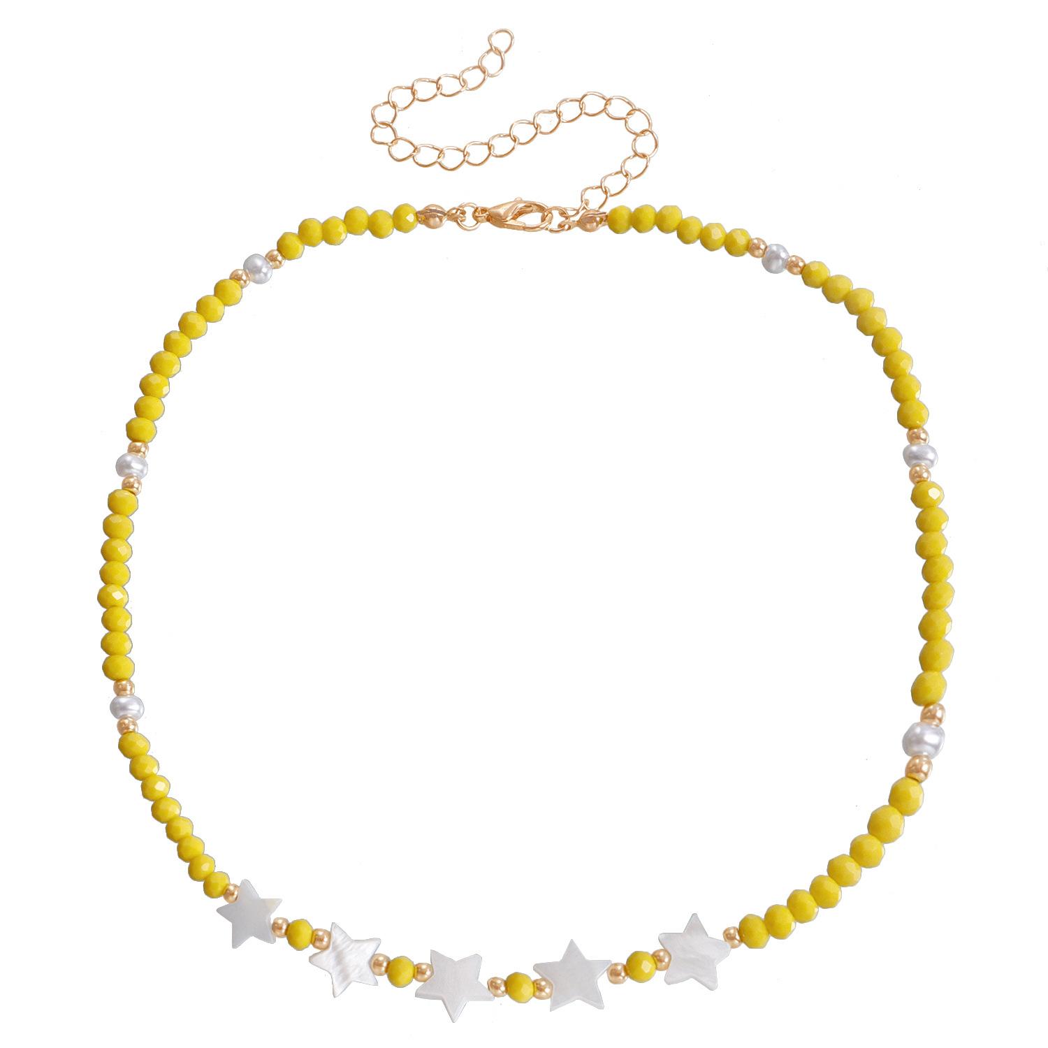 European and American fashion style, sexy five-color crystal necklace, simple temperament, high-end star collarbone chain