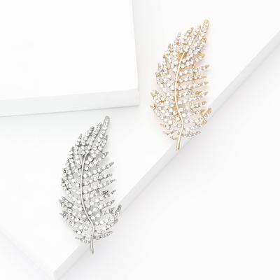 Temperament Exquisite Alloy Rhinestone Leaf Brooch High-End Women'S Suit Coat Corsage Jewelry Pin