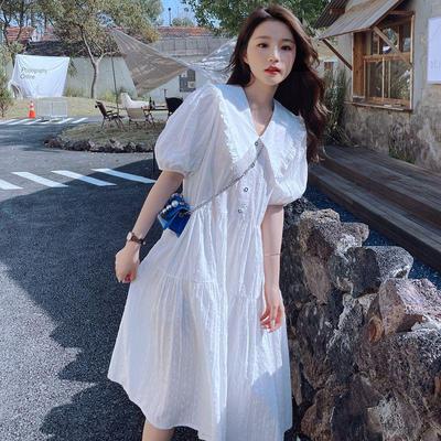 Textured Sweetheart Princess Dress with French Collar - Elegant First Love Design