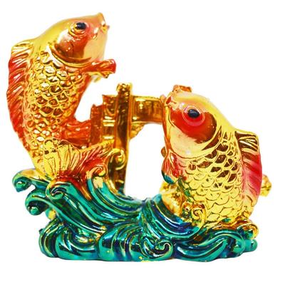 Reiki Kristall Polyresin 2 Fische Schauobjekt Heimdeko Artikel Fengshui für Wohlstand, Glück, Schutz vor dem Bösen Blick für Zuhause, Büro, Geschenk