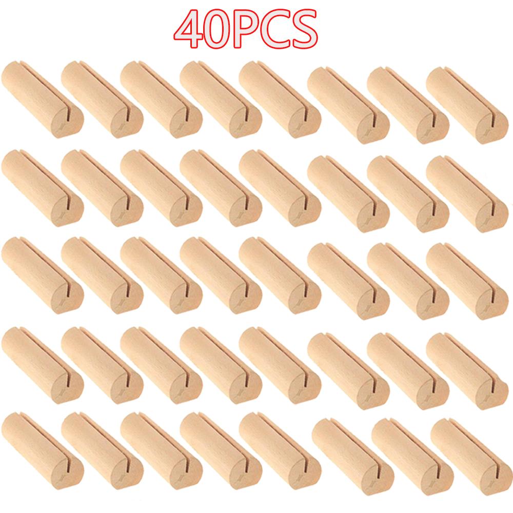 20/40/60/100PCS Wood Place Card Holders Wooden Table Number Stands Wedding Sign Rustic Message Name Display Stand Wedding