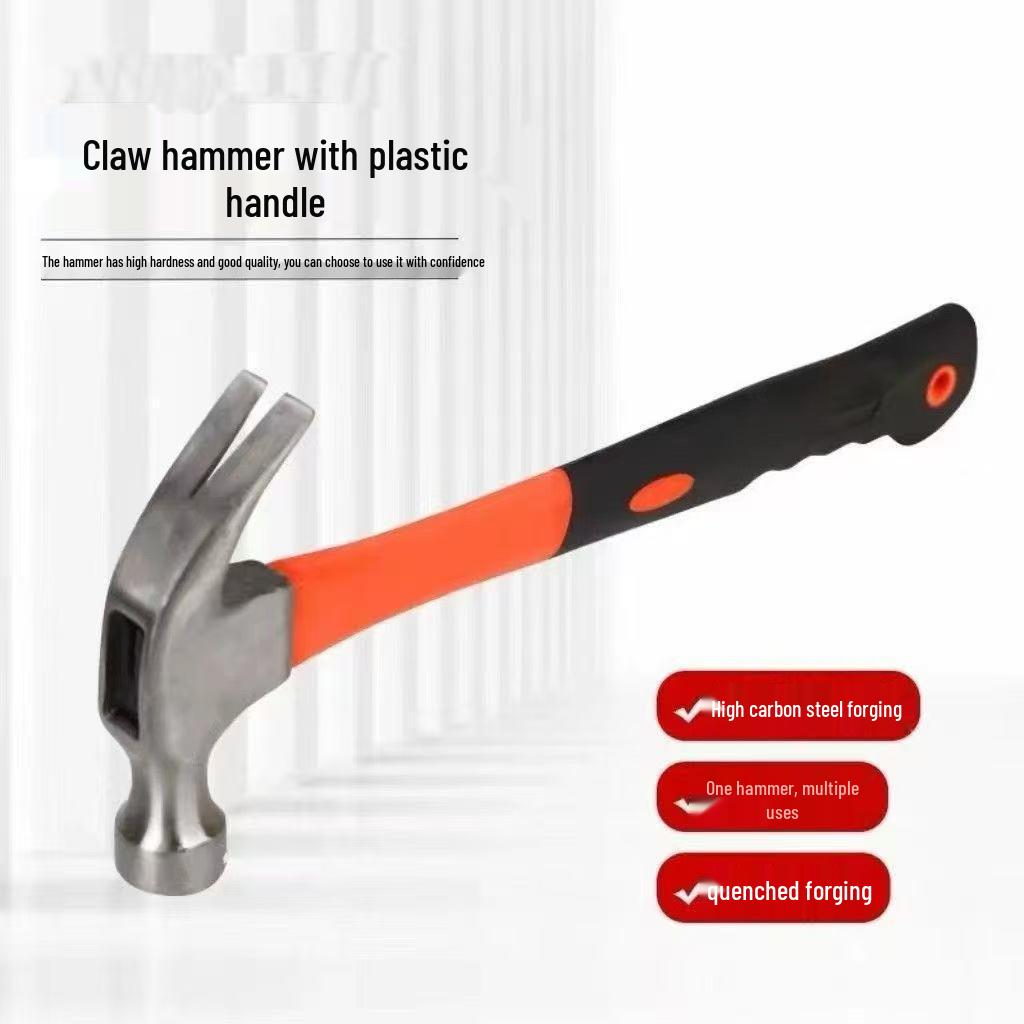 High-Quality Multi-Functional Claw & Nail Hammer for Woodworking and Sheet Metal, with Integrated Nail Puller, Orange