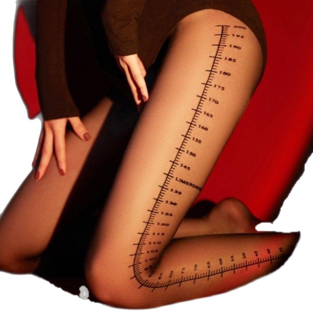 Ruler Print Women's Ultra-Thin Anti-Hook Black Silk Tights - Spring/Autumn Sexy Arbitrary Cut Pantyhose