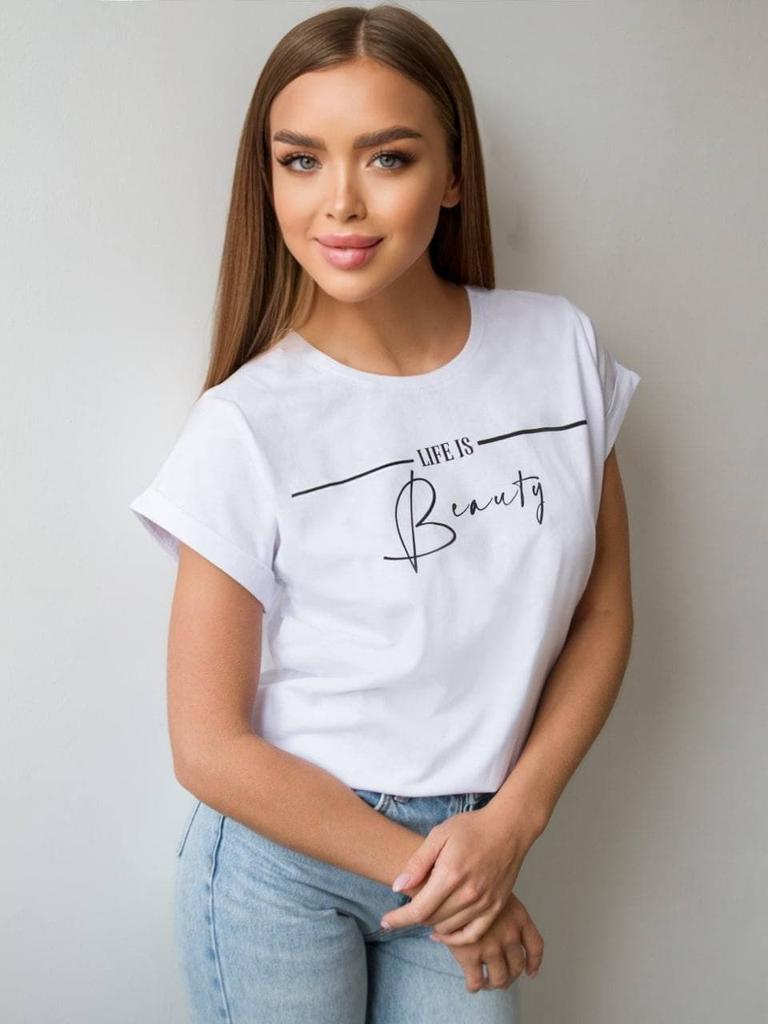 Módní potištěné ležérní dámské tričko s kulatým výstřihem, krátkým rukávem, bavlněná trička