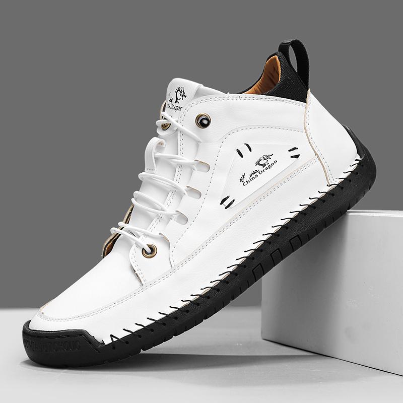 New Handmade Leather Mens Casual Shoes Fashion Design Sneakers Outdoor Man Ankle Boots Non-Slip Treking Footwear Driving Shoes