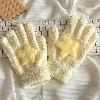 New Coral Velvet Coral Velvet Gloves Warmer Cycling Star Gloves Winter Warm Gloves Women