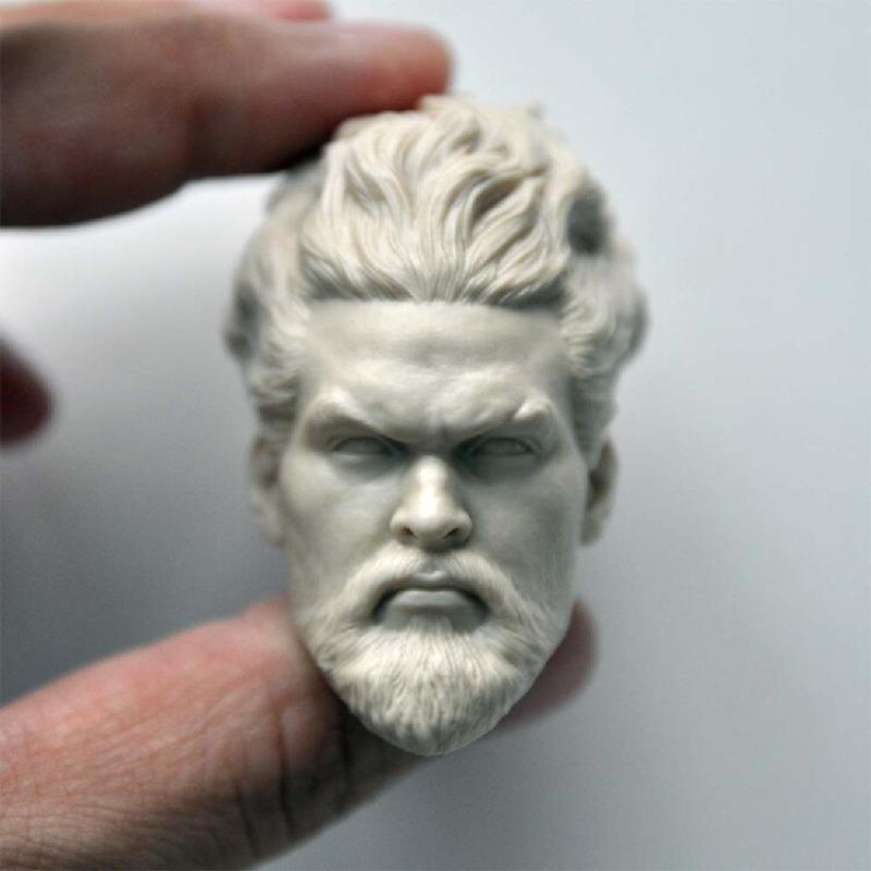 1/6 scale Jason Momoa Male Head Sculpture, Jason Momoa Carving Model Planted Hair for 12  Man Action Figure Body only the head