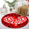 Leopard Print Heart Red Rug Design Print round rug, living room, bedroom, playroom carpet, non slip floor mat, gift
