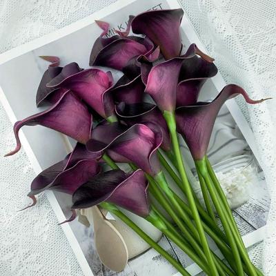 5 Pezzi Fiori Artificiali Giglio Calli Fiori Finti in PU per Matrimoni Oggetti di Scena per Fotografia Bouquet da Sposa Fai da Te Decorazioni per Casa Stanza Festa
