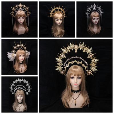 Lolita Angel Halo Sun Crown Materialpaket Übertriebene Laufsteg-Kopfbedeckung Foto-Requisiten-Zubehör