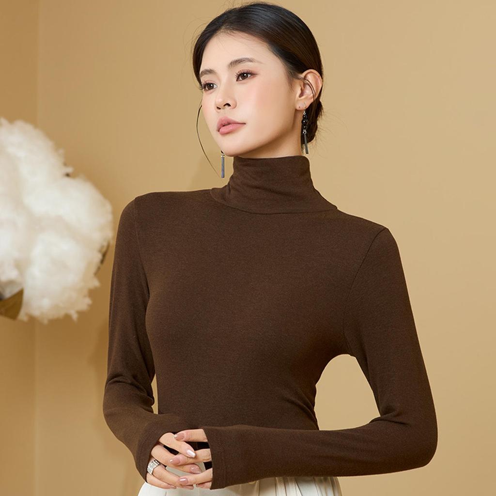 Dámská základní vrstva s rolákem: Tencel Vlna, Slim Fit, Vysoká Elasticita, Dlouhý Rukáv, Hřejivý Podzimně-Zimní Top