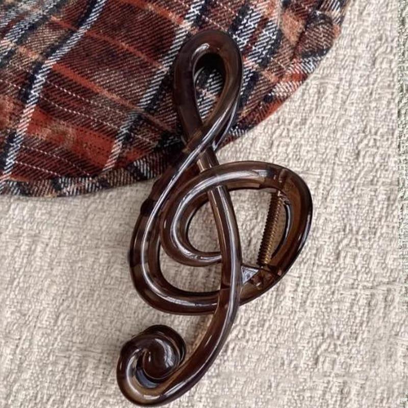 Korean INS Musical Note Shape Hair Claw Acrylic Glossy Sweet Barrettes Hairpin Shark Ponytail Headwear Women Hair Accessories
