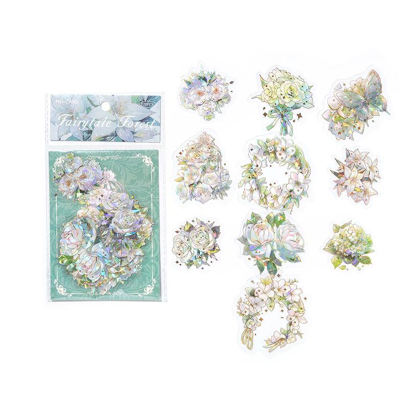 

20 шт./уп. Наклейки ПЕТ з лазерним золоченням, Рослини, Квіти, Декоративні наклейки, Ручна робота, DIY матеріали для джанк-журналу