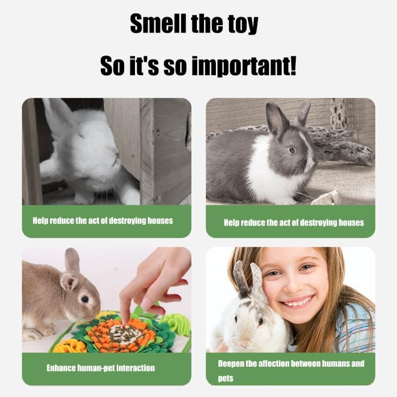 Kaninchen Füttermatte Schnüffelspielzeug für Kaninchen Interaktives Puzzle Enrichment-Spielzeug zum Trainieren Weiche Schnüffelmatte