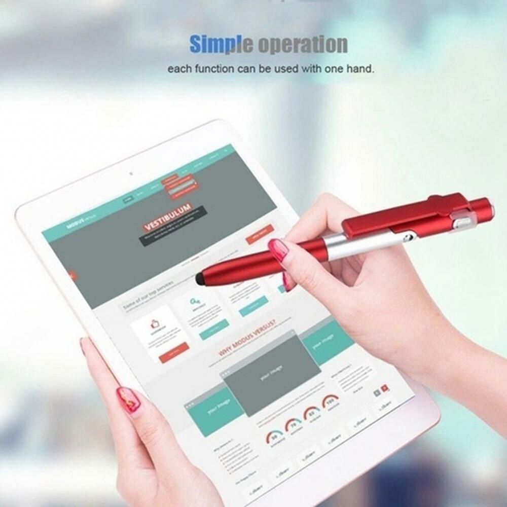 4 in 1 All in one  Ballpoint Pen Foldable LED Light Mobile Phone Rack Touch Ballpoint Pen Office School Supplies