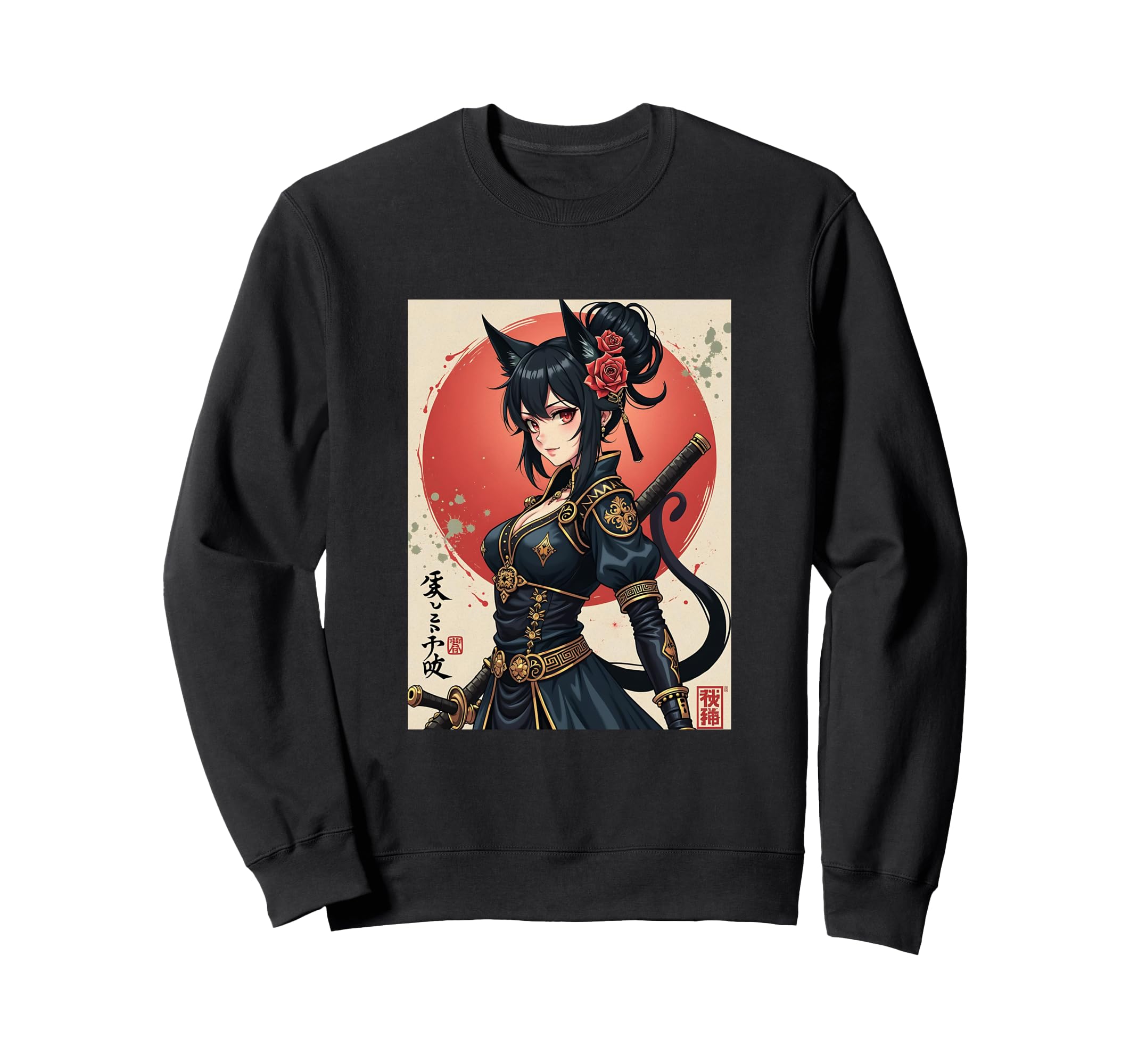 Samurai Girl Japanese Otaku Anime Cat Girl Sweatshirt