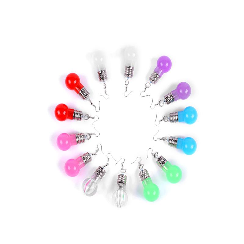 Stylish Luminous Multi-Color Light Bulb Pendant Earrings - Durable, Creative, and Fashionable Statement Piece.