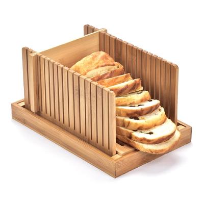 Hot Foldable Bamboo Wood Bread Slicer Cutter Toast Loaf Cutting Guide Slicing Maker for Homemade Cakes Bagels