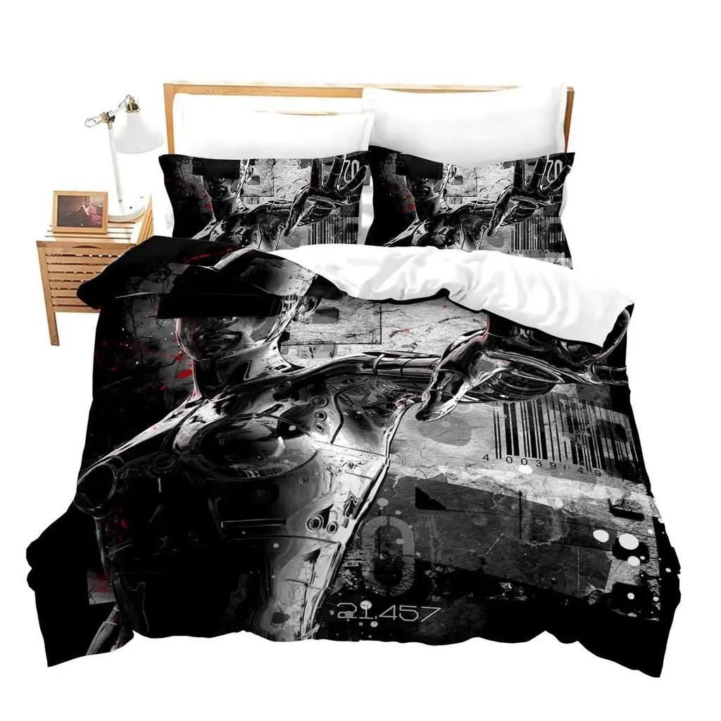 Robot Duvet Cover Set, 3D Modern Science Fiction Cool Robot Bedding Sets Full Size Futuristic Machine Comforter Cover Set