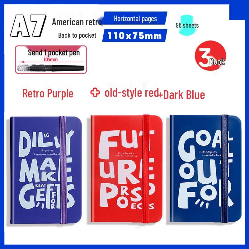 A7 Mini Retro American Pocket-Sized Notebook - Ideal for Students and Birthday Gifts