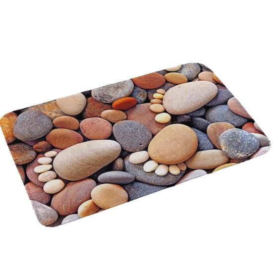 Yousheng 3D Optical Illusion Bathroom Rug Non-Slip Pebble Stone Pattern Bath Mat Quick Dry Absorbent Floor Mat for Bathroom Tub Shower Sink
