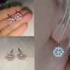 Cubic Zirconia Inlaid Sunflower Dangle Leverback Earrings Chic Lady Jewelry Gift